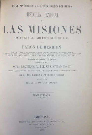 Baron de Henrion. Historia general de las misiones