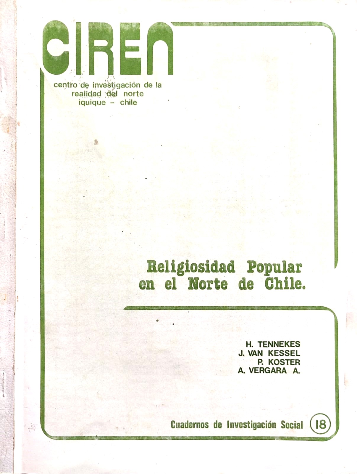 Varios autores. Cuadernos de Investigación Social N° 18. Religiosidad popular en el norte de Chile. 