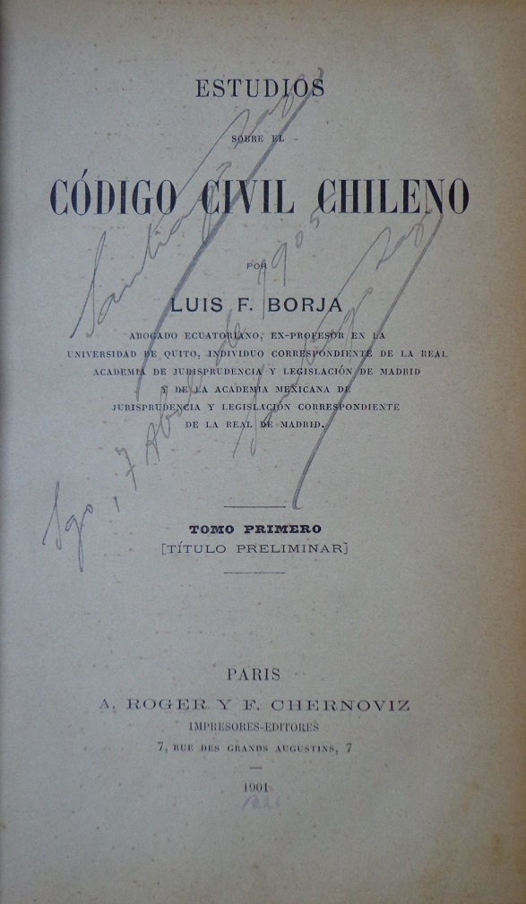 Luis F. Borja. Estudios sobre el Código Civil Chileno 