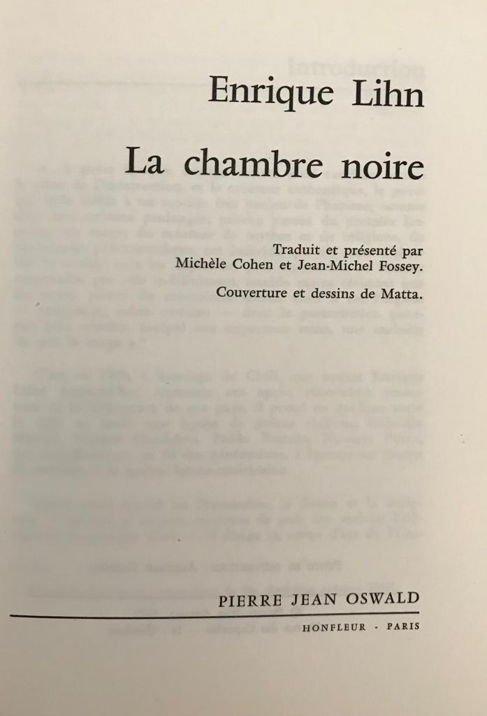 Enrique Lihn 	Le Chambre Noire 