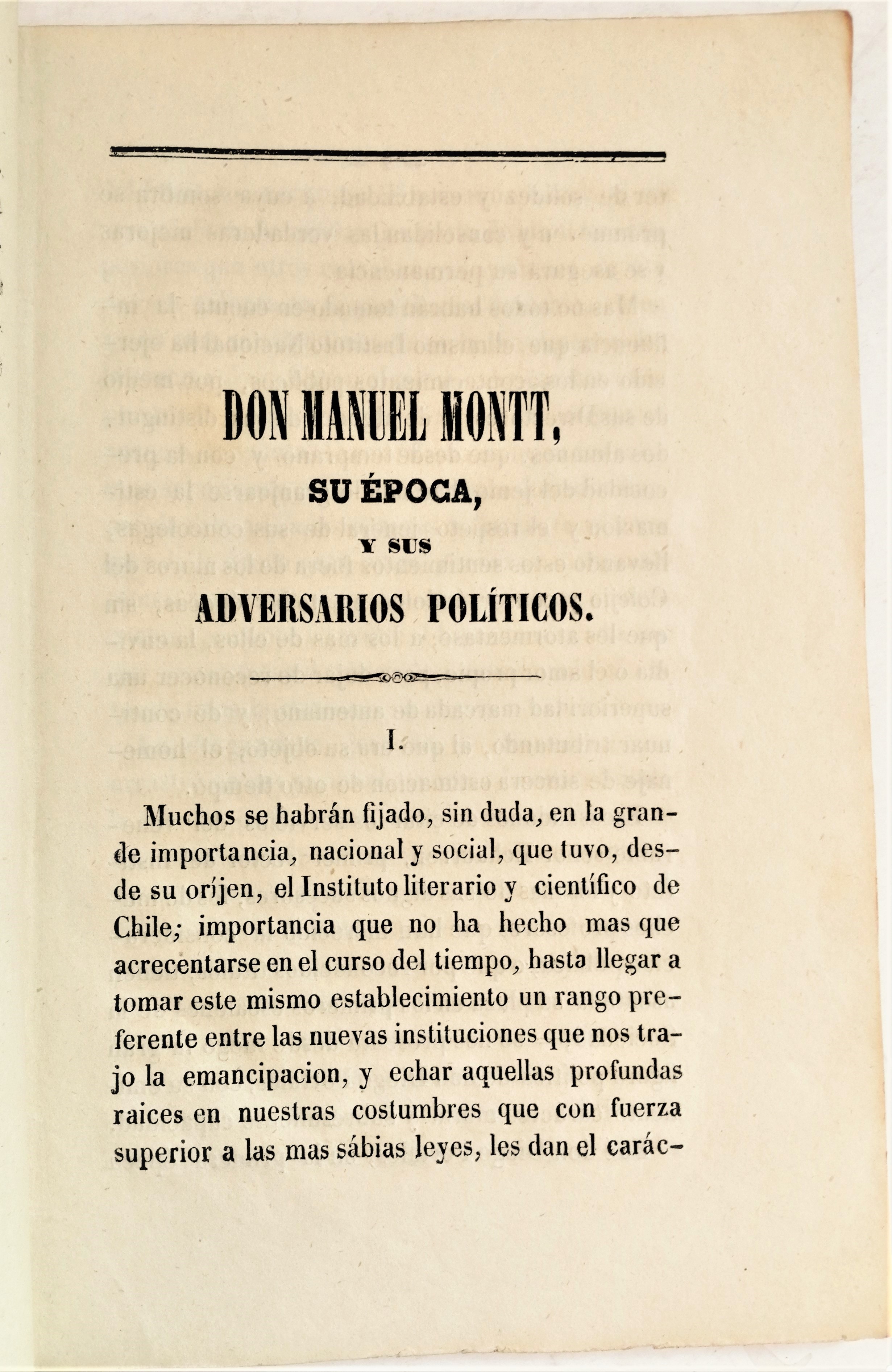 Don Manuel Montt, su época y sus adversarios políticos (rústica)