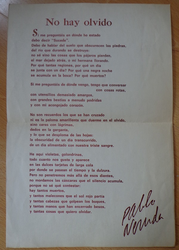 aniversario del nacimiento del poeta. Pablo Neruda. No hay olvido 