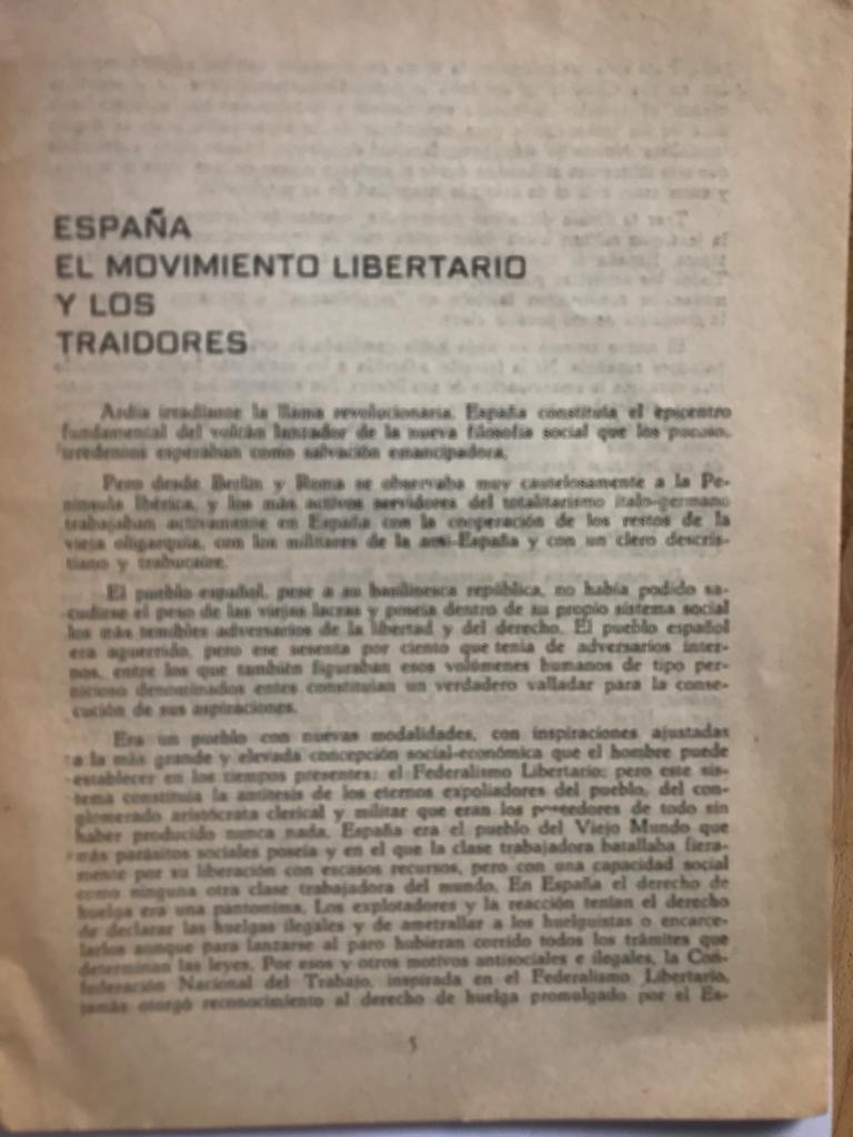 A. G. Nieto	España, el movimiento libertario y los traidores