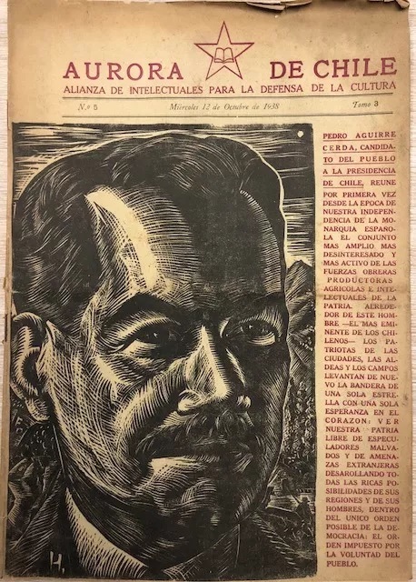 Pablo Neruda. Aurora de Chile. Alianza de intelectuales para la defensa de la cultura. No. 5 de 1938