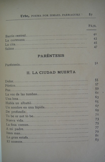 Ismael Parraguez - Urbe: poema en dos cantos i un paréntesis