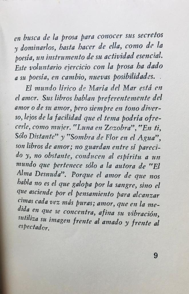 Maria Del Mar. 	Sombra de flor en el agua. Poemas