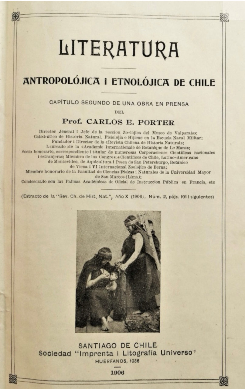 Varios autores. Etnología Americana. Literatura antropológica y etnológica de Chile. Capítulo segundo de una obra en prensa. 