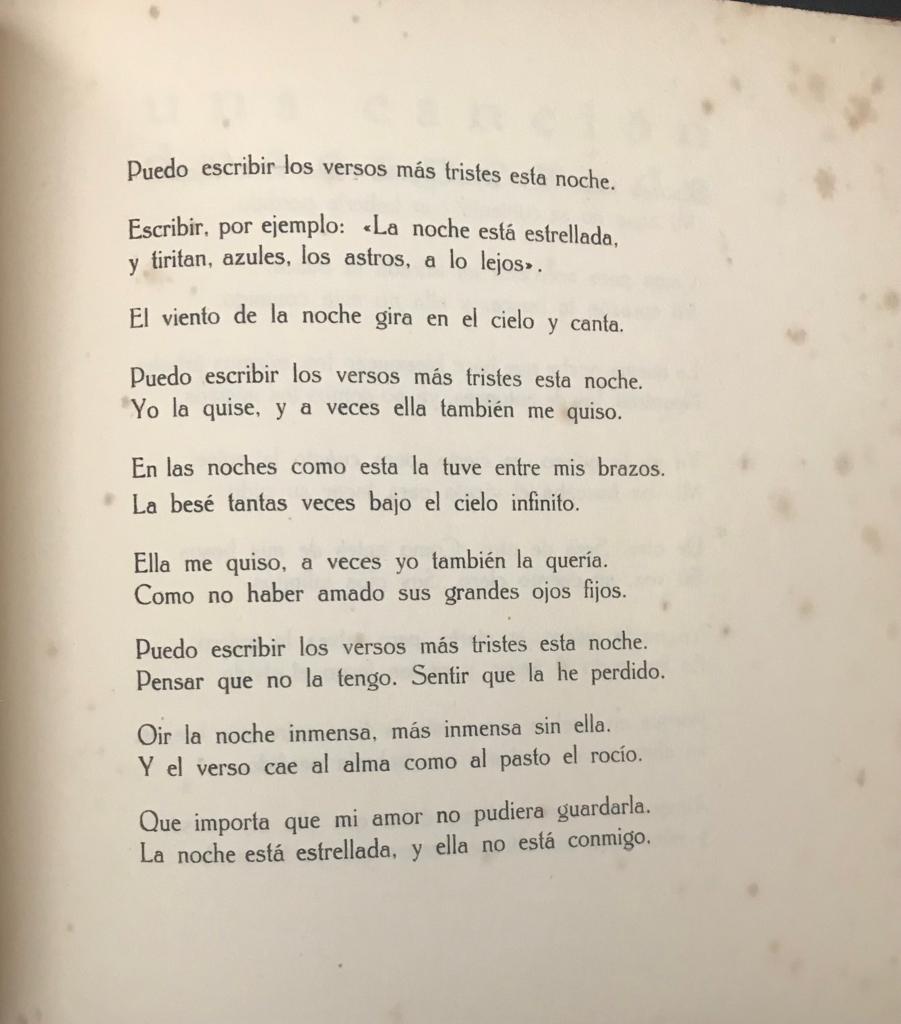 Pablo Neruda	veinte poemas de amor y una canción desesperada 