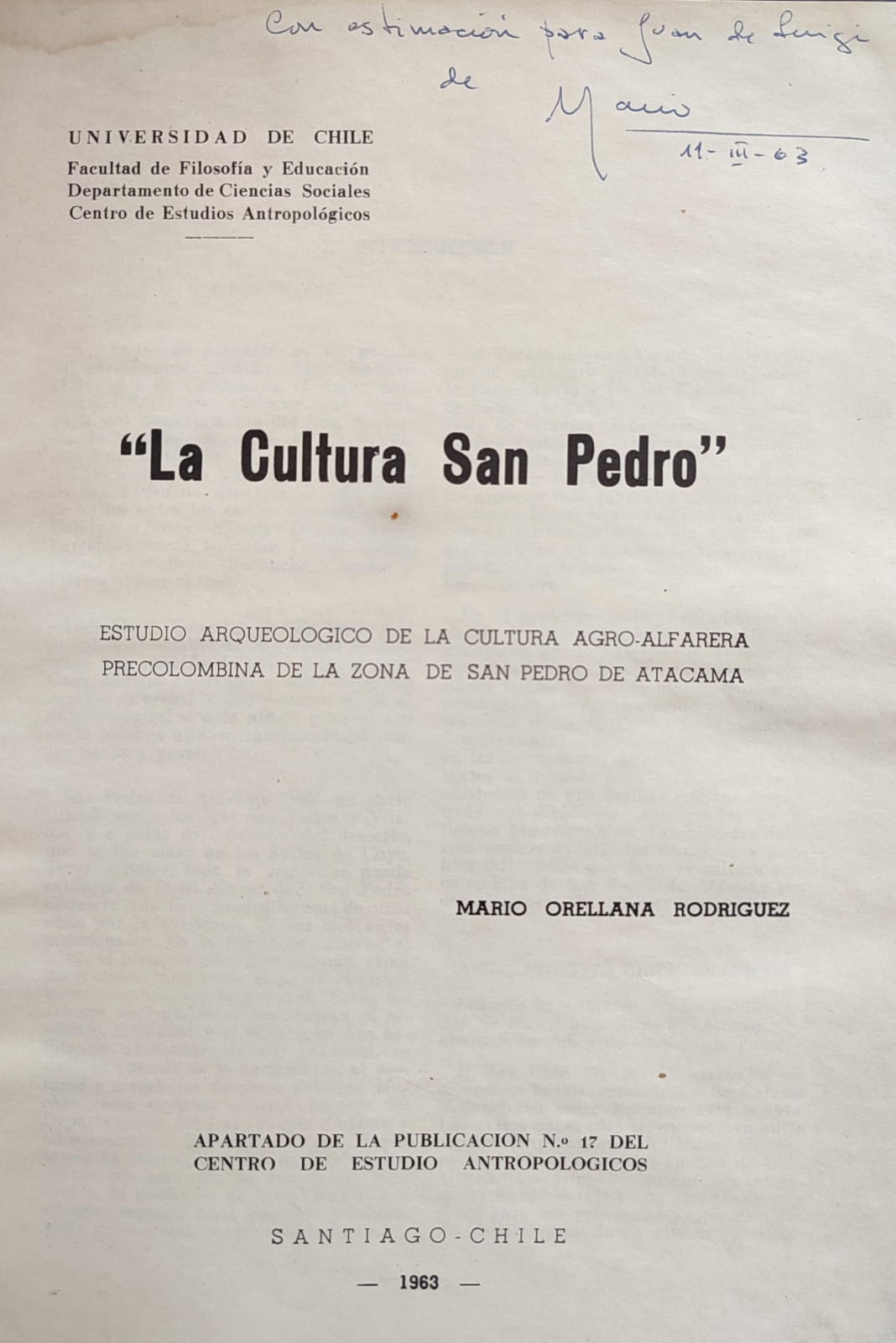 Mario Orellana. La cultura San Pedro. Estudio arqueológico de la cultura agro alfarera precolombina de la zona de San Pedro de Atacama.