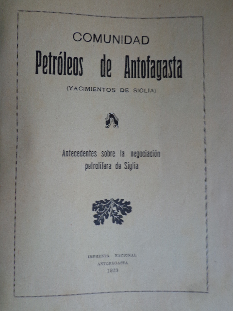 Comunidad Petróleos De  Antofagasta - Comunidad Petróleos De Antofagasta   Yacimientos De Sigla