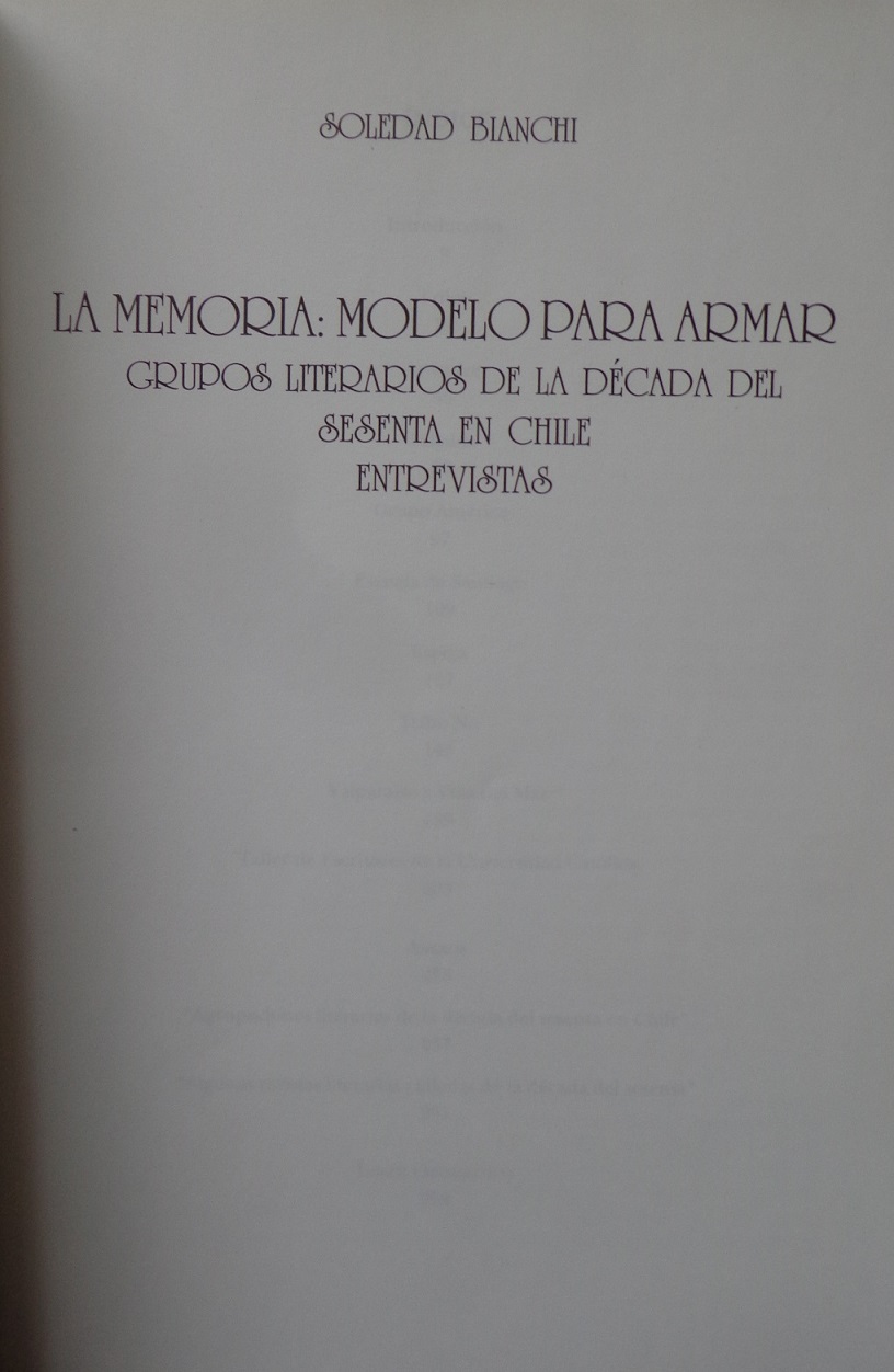 Soledad Bianchi. La memoria: modelo para armar