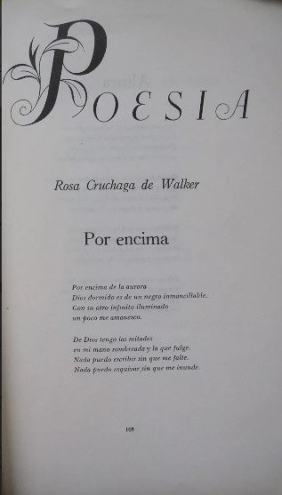 Rosa Cruchaga de Walker. Poesias ediciones de la revista mapocho