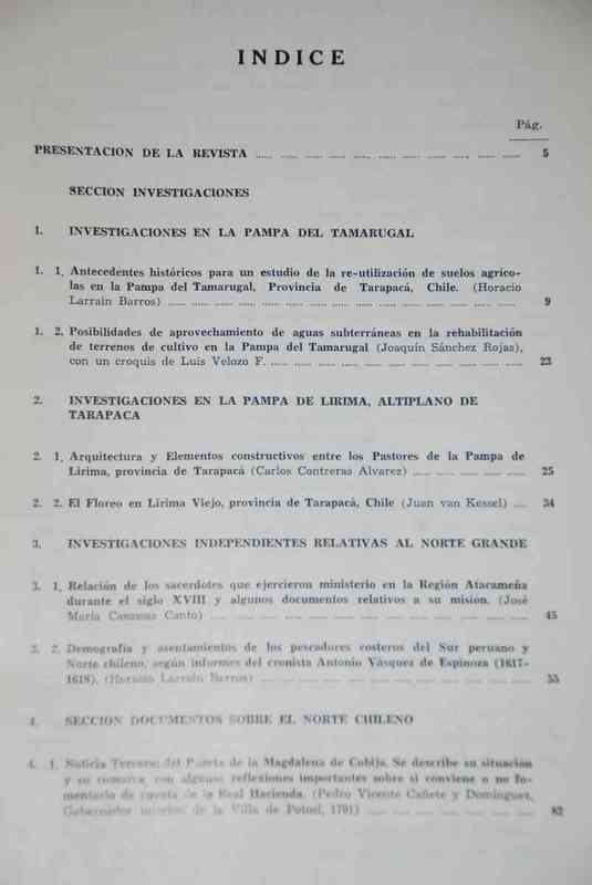 Instituto De Geografía, Universidad Católica - Norte Grande Revista de Estudios Integrados Referentes a Comunidades Humanas del Norte Grande de Chile en una Perspectiva Historica, Greografica y Cultural N° 1 Al 5