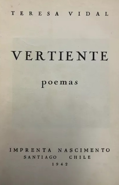 Teresa Vidal. Vertiente. Poemas.