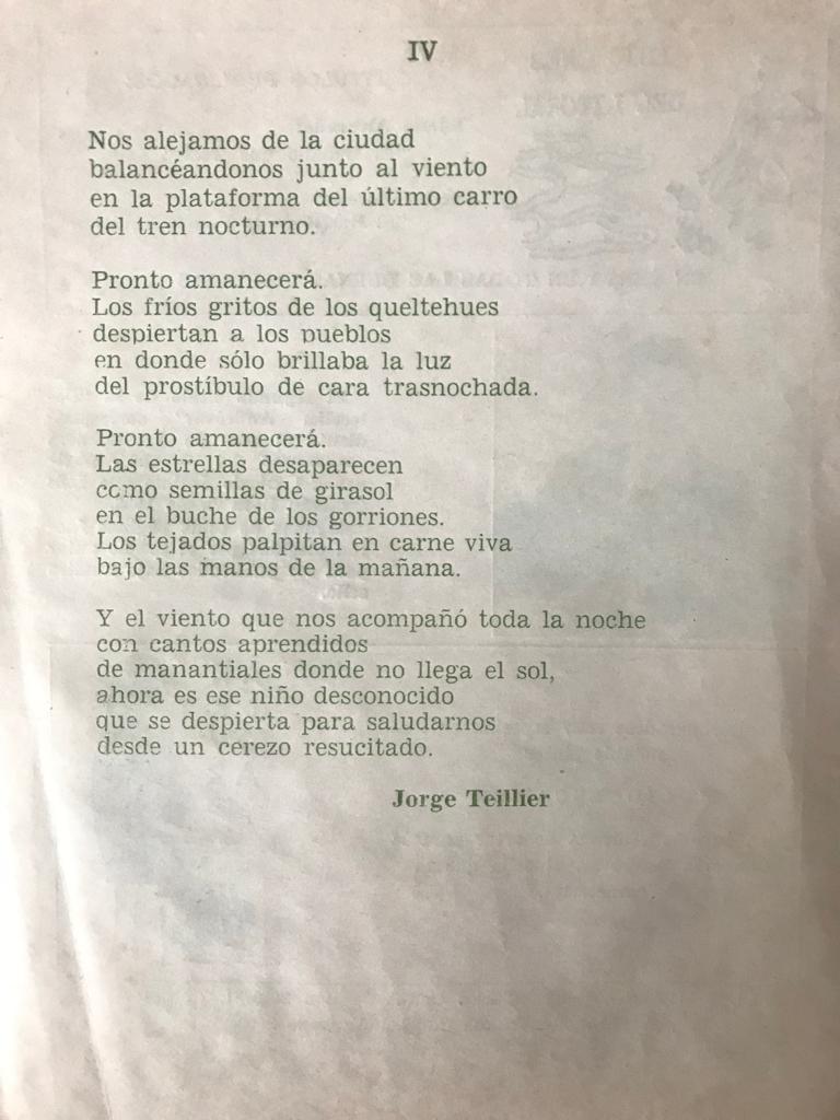 Jorge Teillier. Hoja de Poesía 