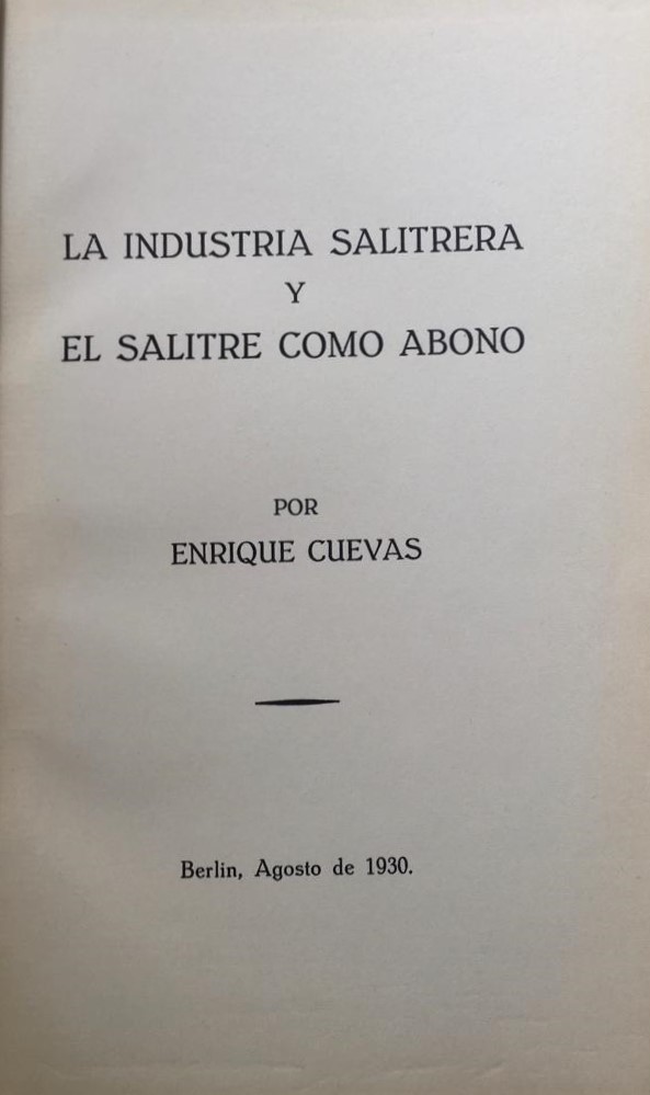 La industria del salitre y el salitre como abono. 