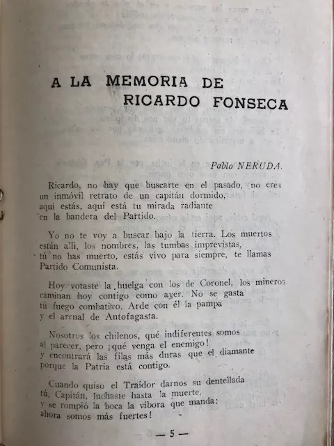 Pablo Neruda. A la memoria de Ricardo Fonseca