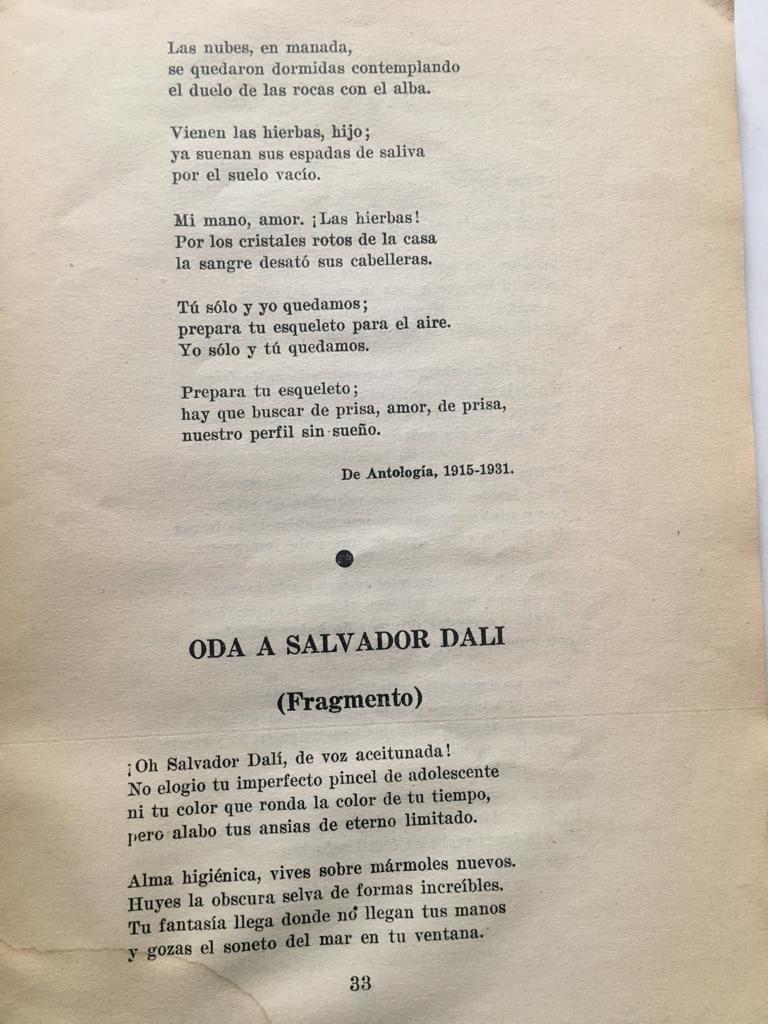 Federico Garcia Lorca. Breve Antología. Poemas seleccionados y presentados por Juan Marinello