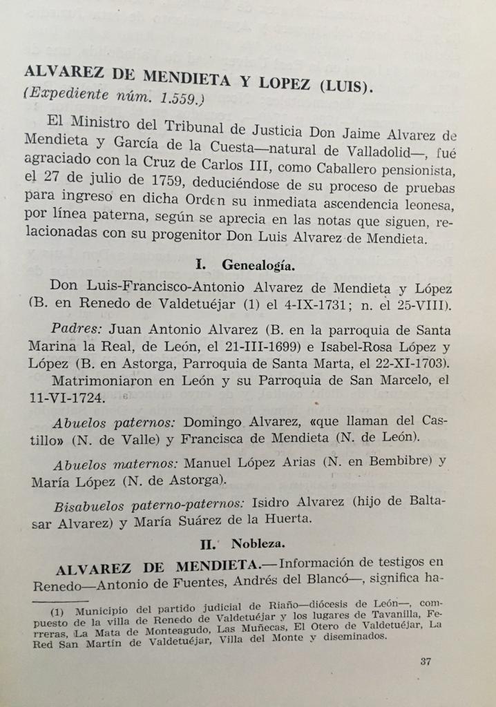 Dalmiro de La Válgoma y Diaz- Varela. La nobleza de León en la orden de Carlos III. 