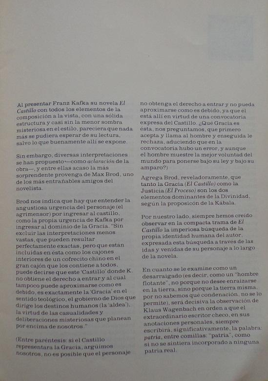 Braulio Arenas. La situación física del castillo Kafkiano