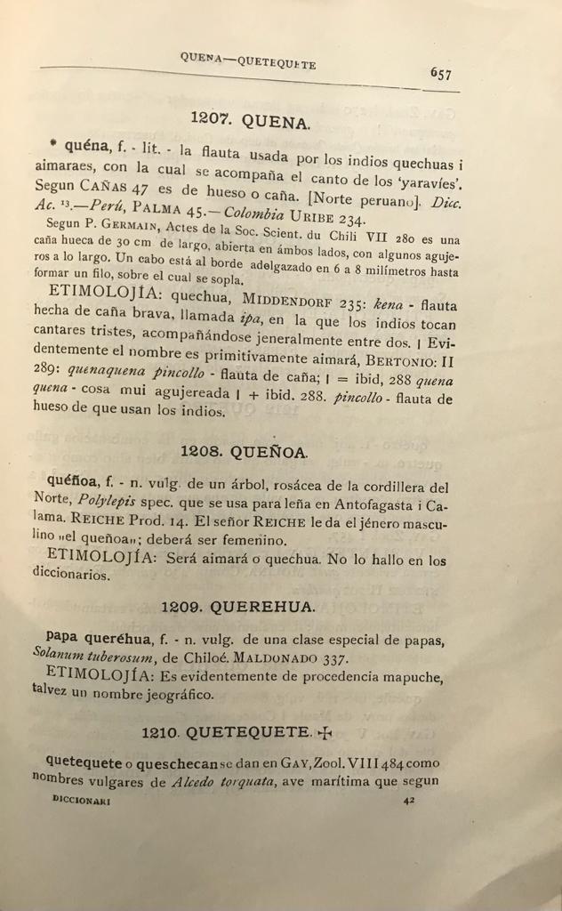 Rodolfo Lenz	Diccionario Etimolójico de las voces chilenas de lenguas indigenas americanas. 