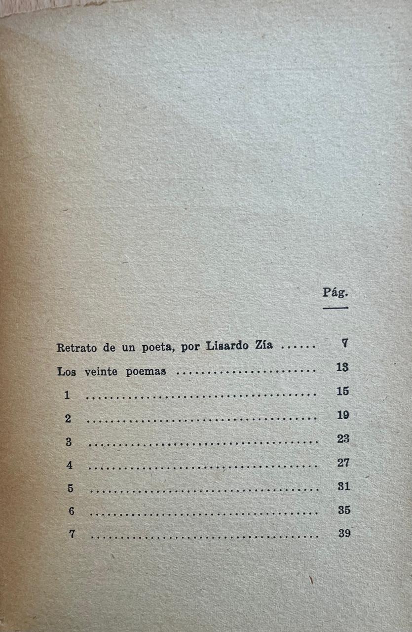 Pablo Neruda 	Veinte poemas de amor y una canción desesperada 