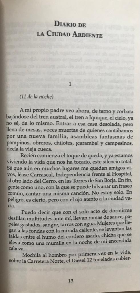 José Angel Cuevas.	Diario de la ciudad ardiente