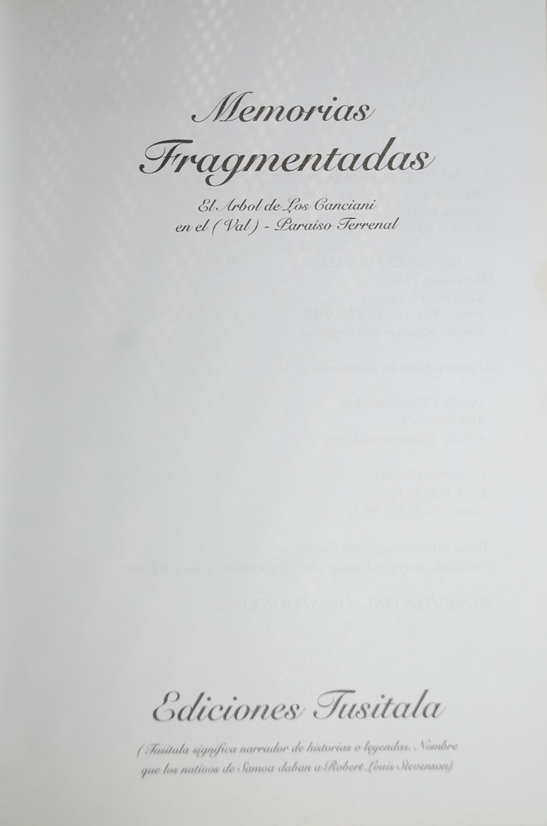  Marìa Teresa Parker de Bassi. - Memorias fragmentadas : el árbol de los Canciani en el (Val)-Paraíso terrenal 