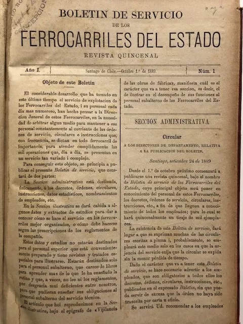 Boletín de Servicio de los Ferrocarriles del Estado.