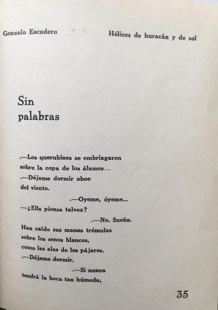 Gonzalo Escudero.	hélices  de huracán y de sol.