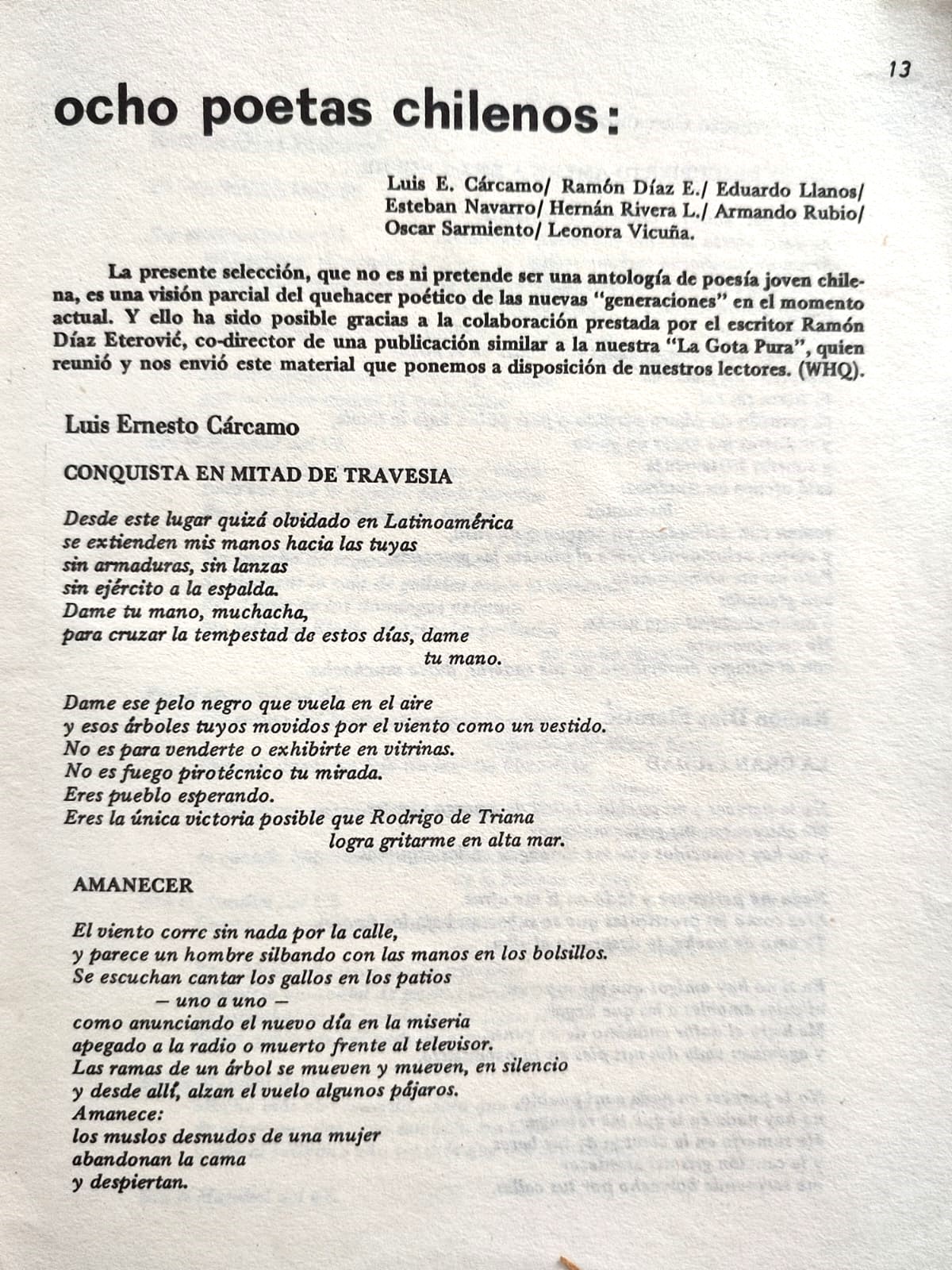 Wilfredo Herencia (res.).	Maestra Vida. Revista de Literatura. 