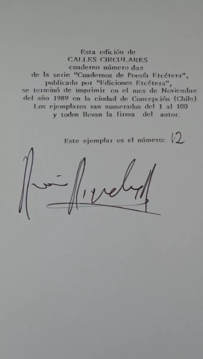 Cuadernos de poesía etcétera ; no. 2.Ramón Riquelme. Calles circulares