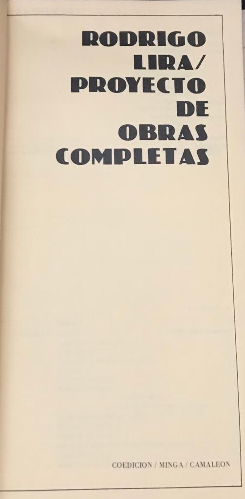 Rodrigo Lira. Proyecto de Obras completas