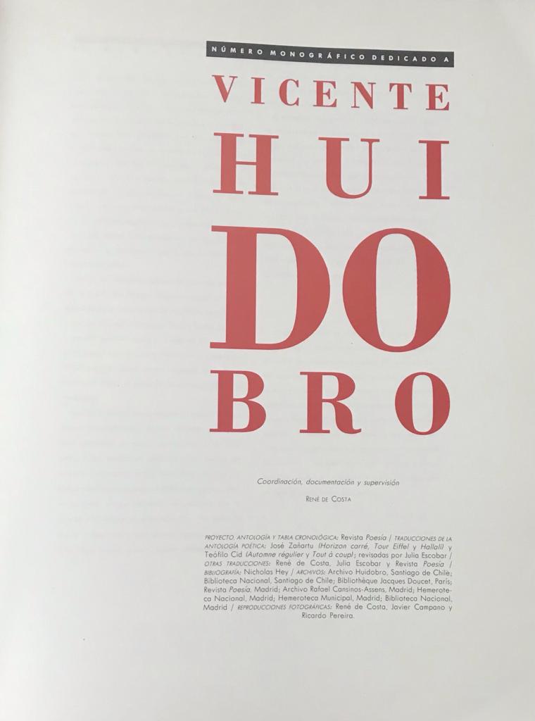 Vicente Huidobro 	Poesia. Revista Ilustrada de Información Poética N°30, 31 y 32. 