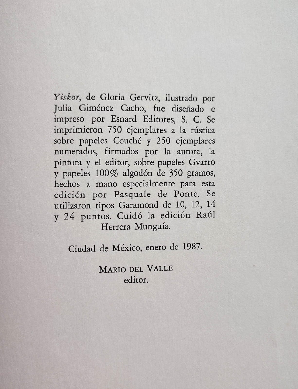 Gloria Gervitz.	Yiskor.