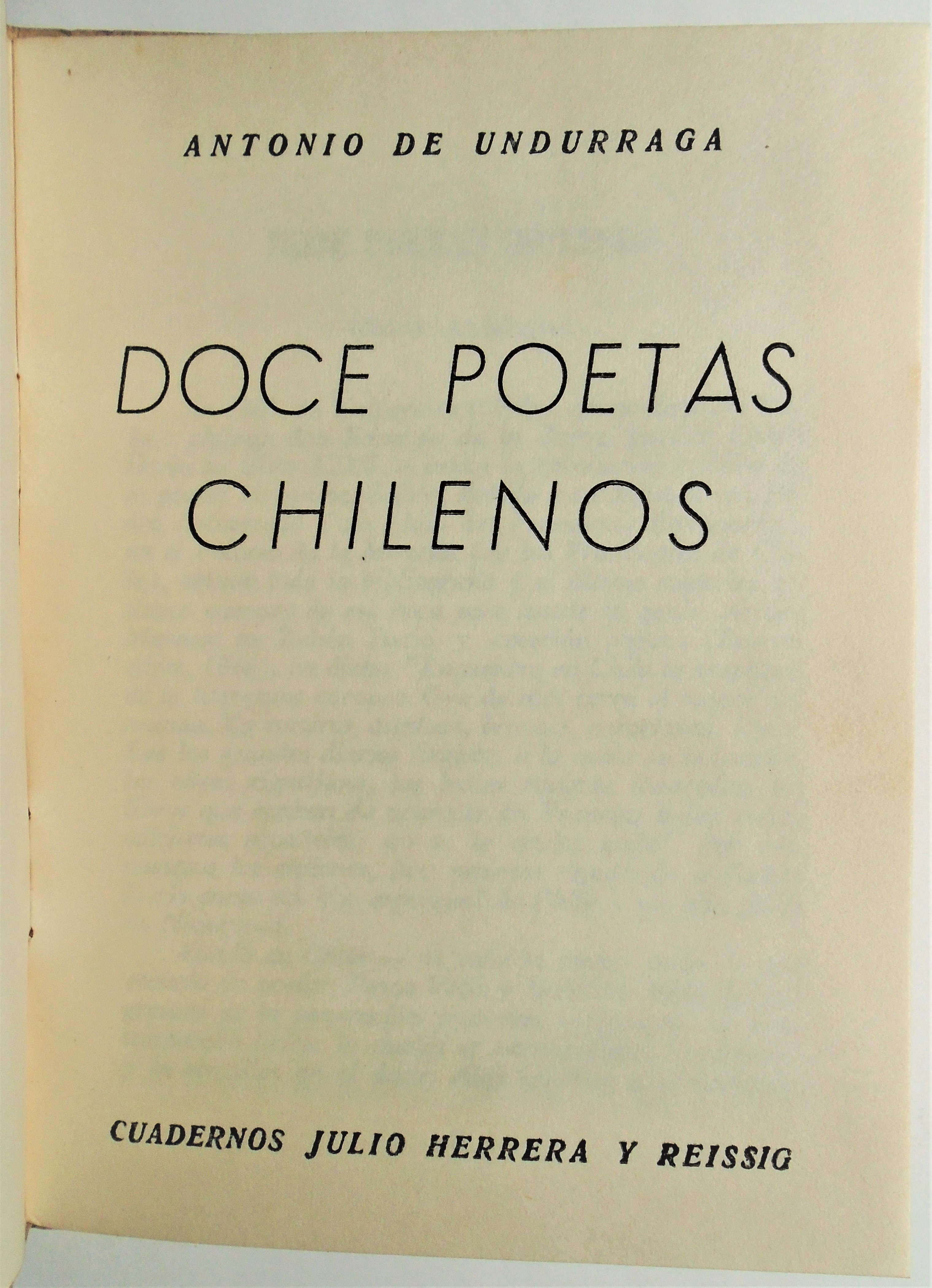 Doce Poetas Chilenos - Antonio de Undurraga