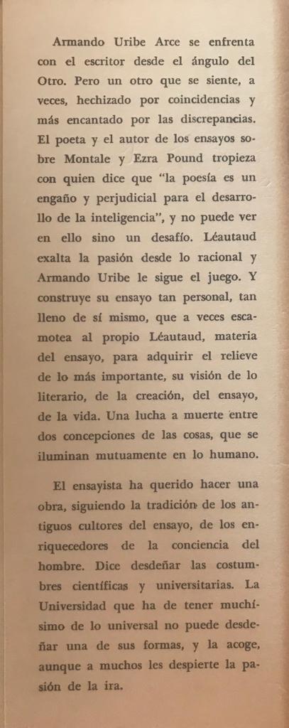 Armando Uribe Arce	Léautaud y el otro 