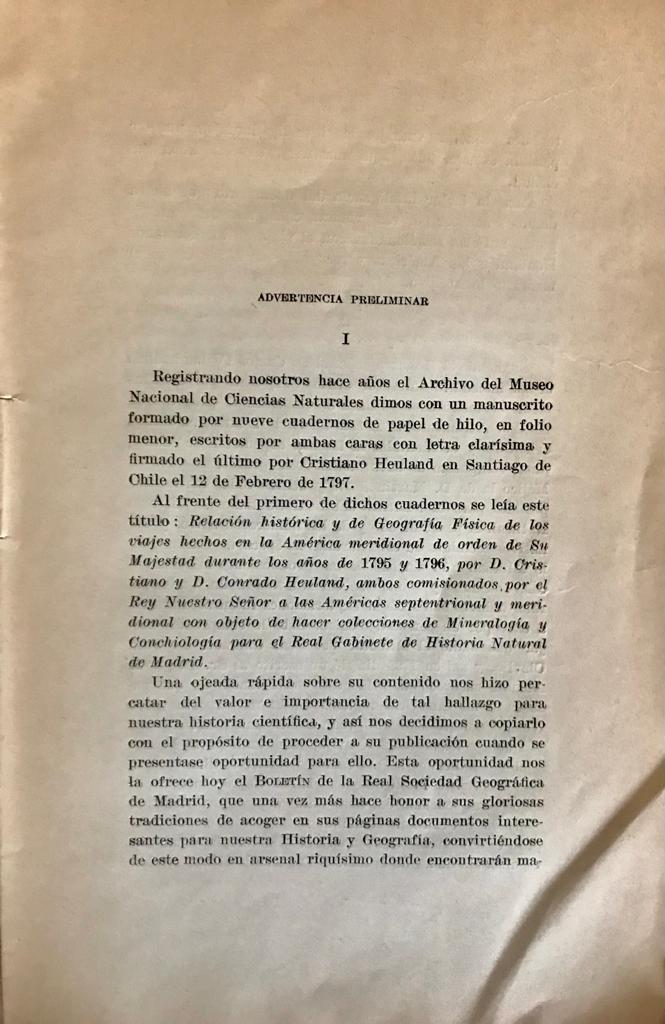 P. Agustin Barreiro, agustino 	El viaje cientifico de Conrado y Cristian Heuland a Chile y Perú organizado por el Gobierno español en 1795