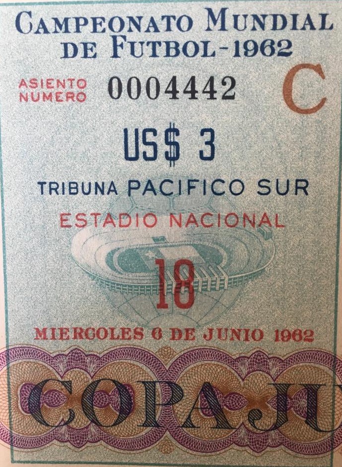 Entrada para el partido del mundial 1962 Alemania/Chile