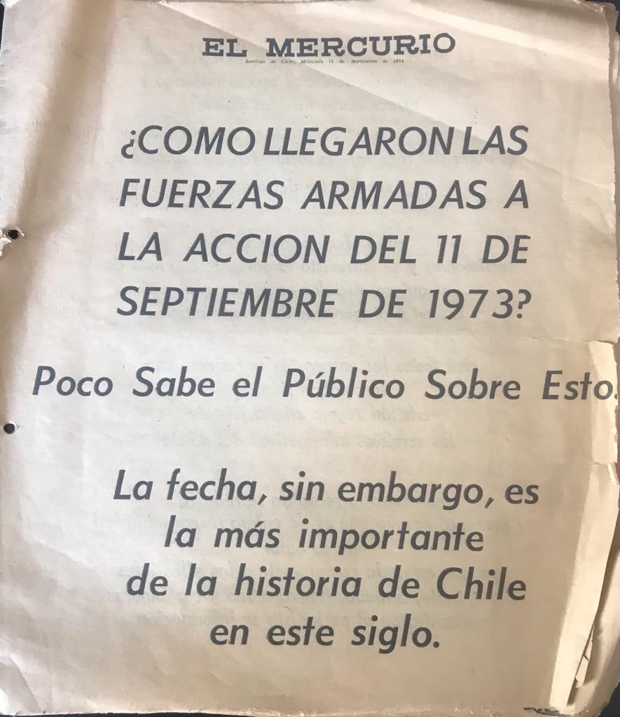 El Mercurio. ¿Cómo llegaron las fuerzas armadas a la acción del 11 de septiembre de 1973