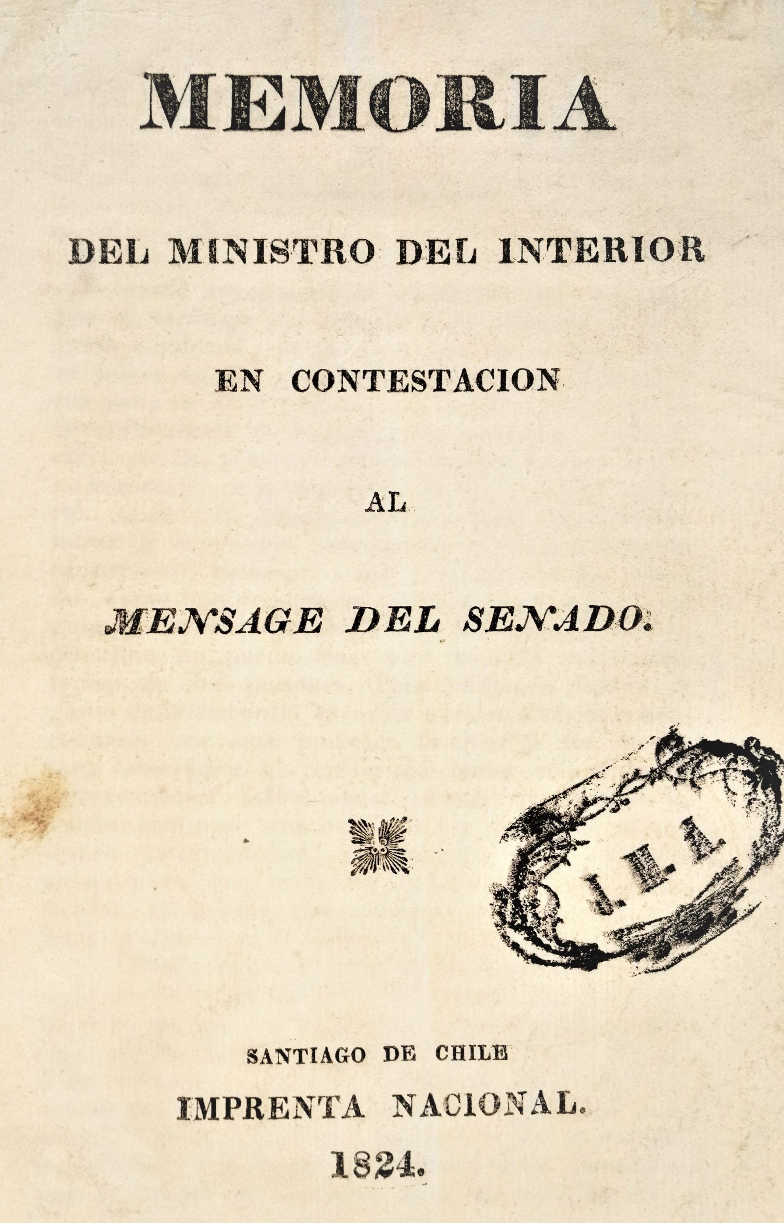 F. A. Pinto - Memoria del ministro del interior en contestación al mensage del Senado