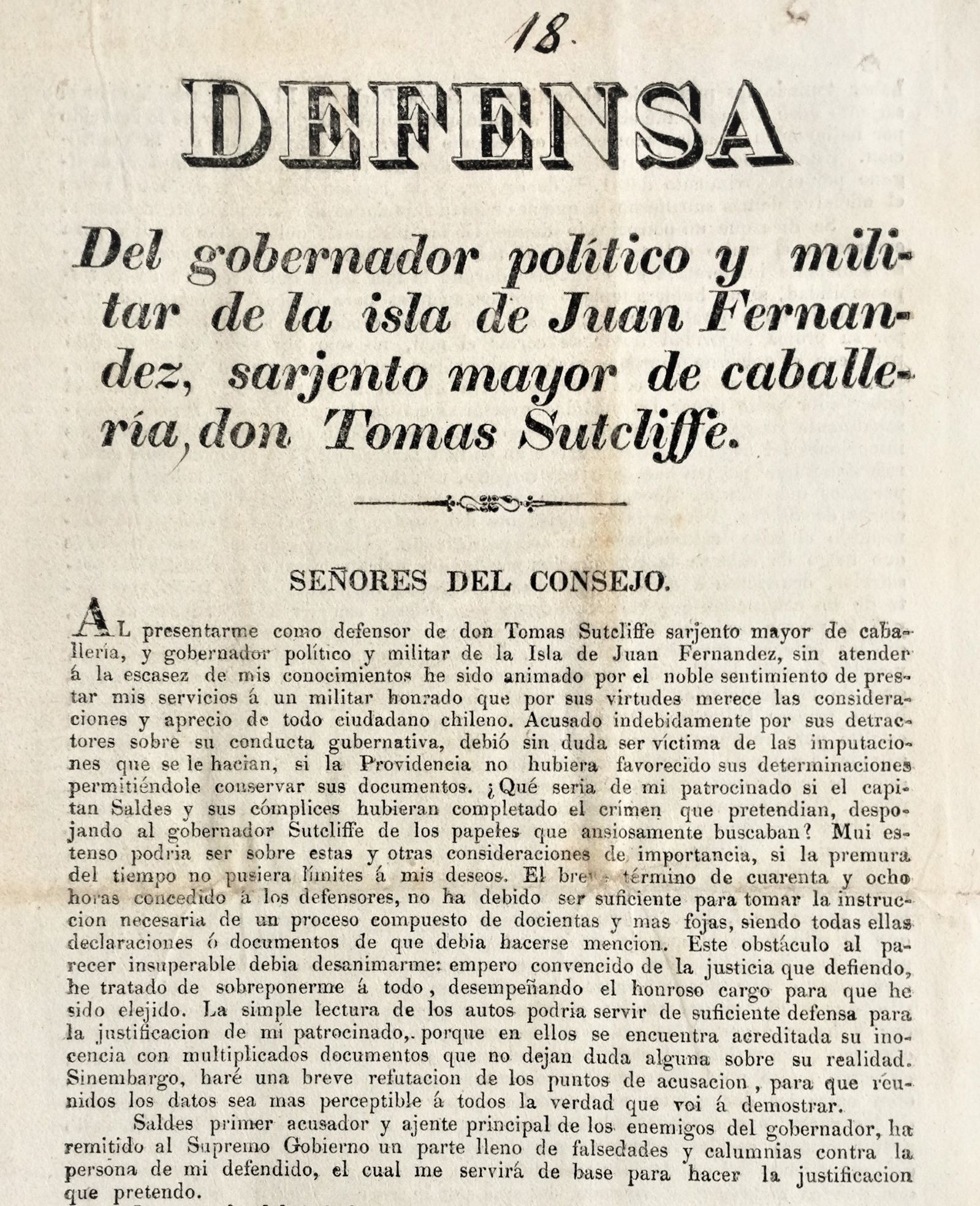 José Manuel Mulet - Defensa del Gobernador político Tomas Sutcliffe