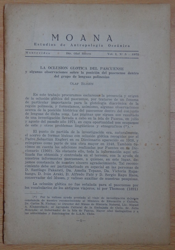 Olaf Blixen La Oclusion gotica del Pascuense y algunas observaciones sobre la posición del pascuence dentro del grupo de lenguas polinesias