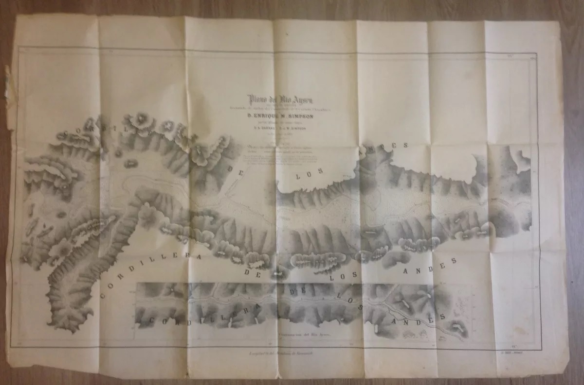 Enrique M. Simpson. Plano del rio Aysen. Levantado de órden del Comandante de la Corbeta "Chacabuco" C. de F. D. Enrique M. Simpson, por los Oficiales del mismo buque, D.A. Garrao i D.J.M. Simpson en diciembre de 1871