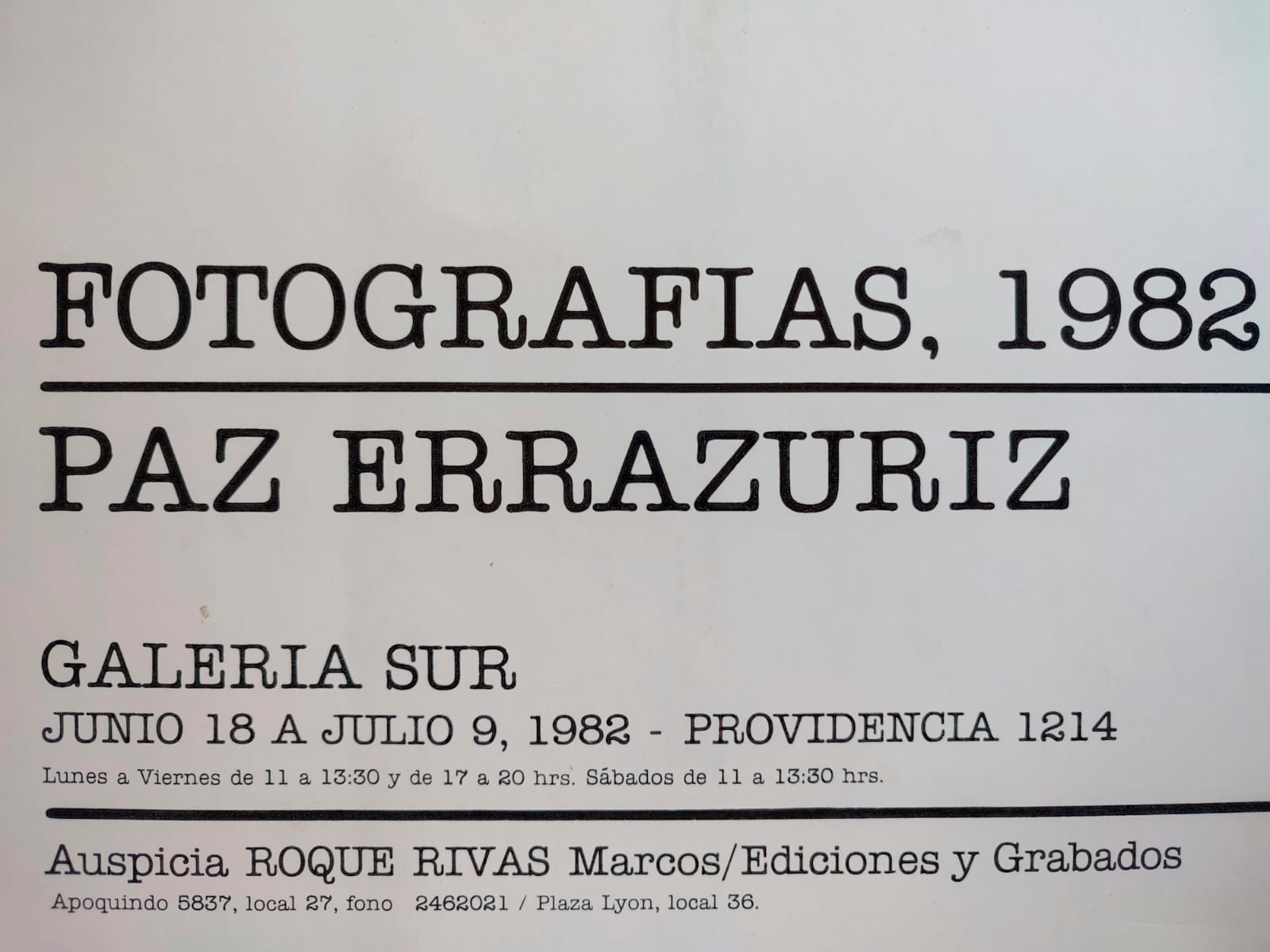 Paz Errázuriz 	Fotografías, 1982 