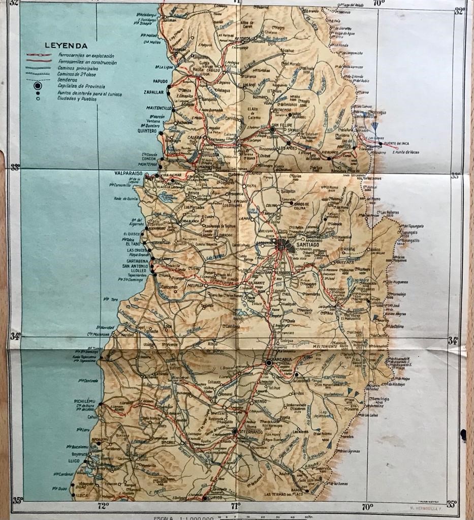 Mapa del sector de  Santiago, Rancagua y Zapallar