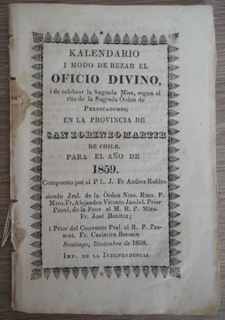 P. L. J. Fr. Andrés Robles - Kalendario i modo de realizar el oficio divino