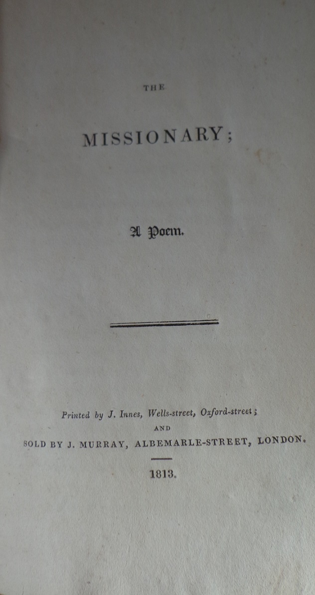 William Lisle Bowles. The missionary: A poem