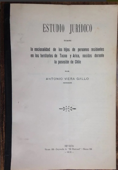Viera Gallo Peruanos Residen Tacna Arica Posesion Chile 1913