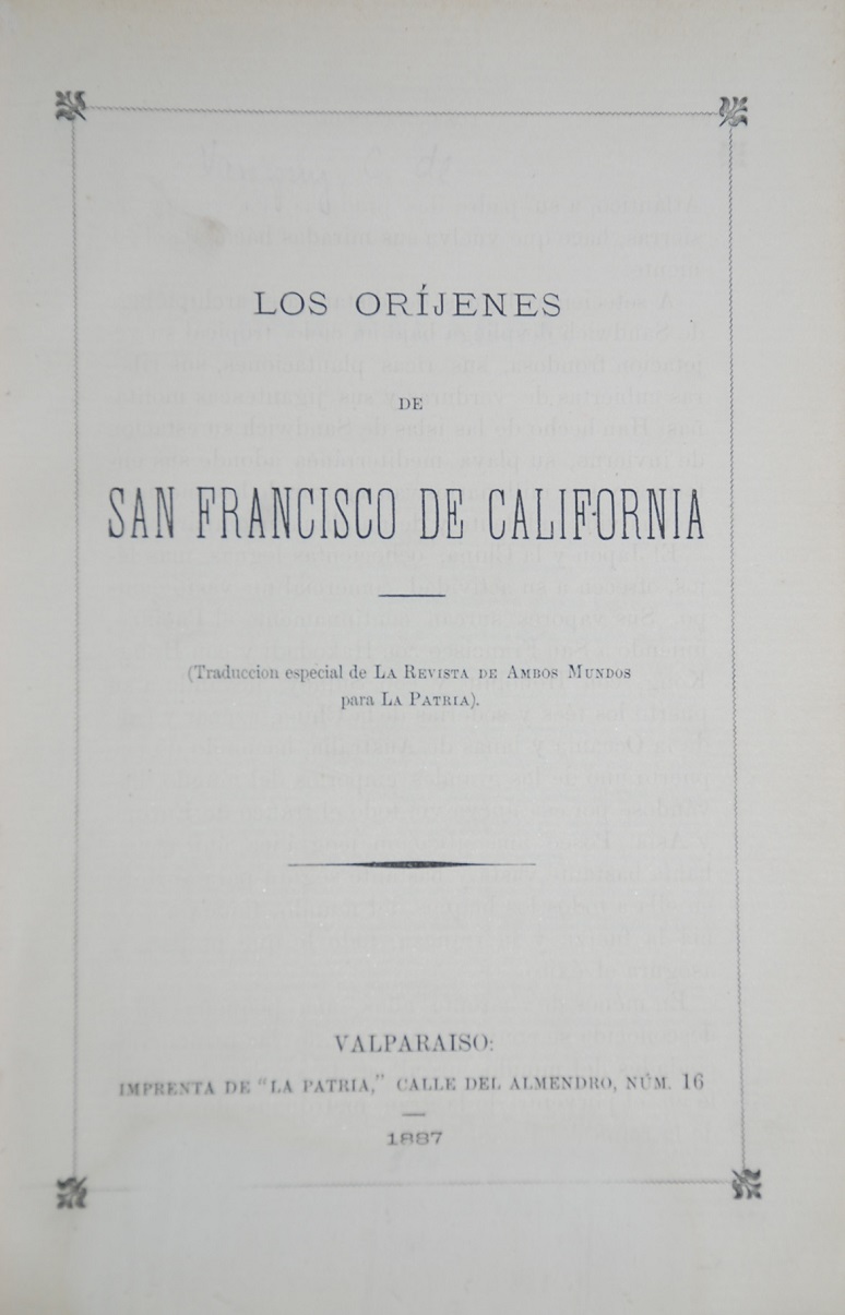 Charles de Varigny - Los Oríjenes de San Francisco de California.